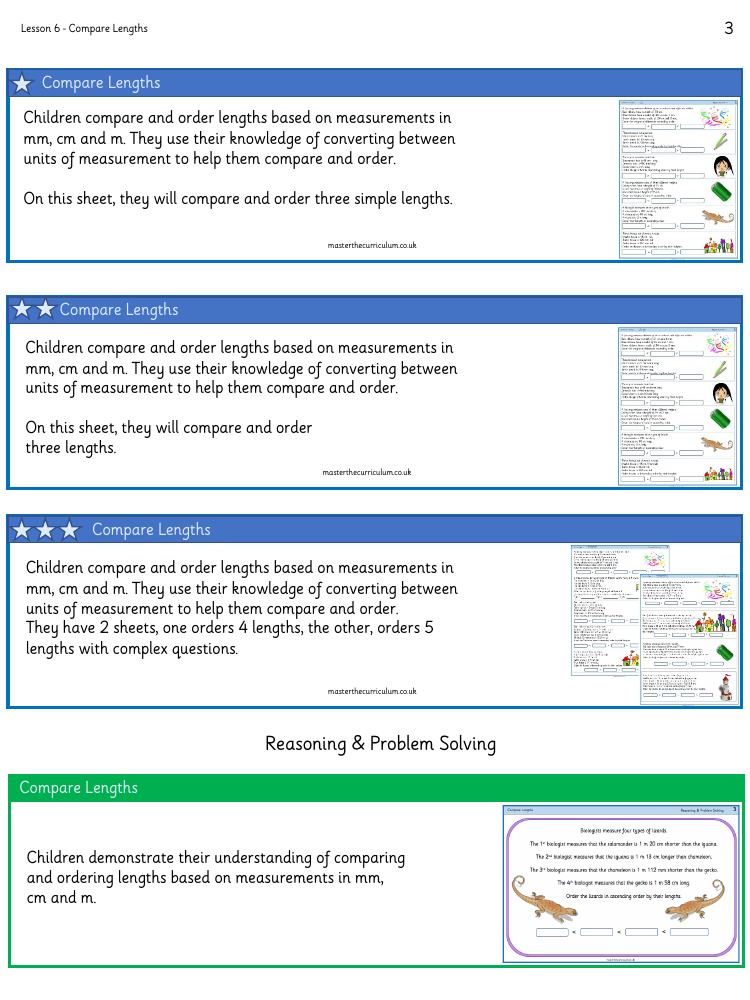 Length and Perimeter - Compare lengths​ - Worksheet