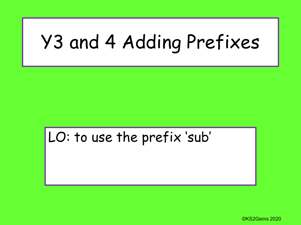 Adding Prefixes 'sub' Presentation | English Year 3