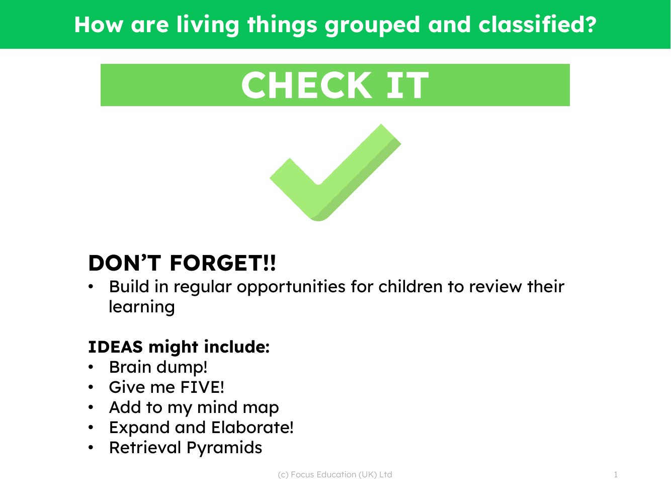 Check it! - Grouping Living Things - 5th Grade