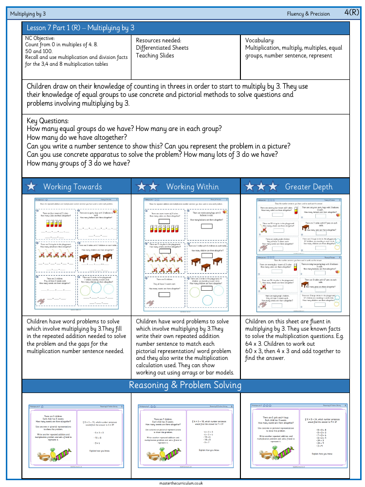 Multiplication and Division - Multiply and Divide by 3 - Worksheet