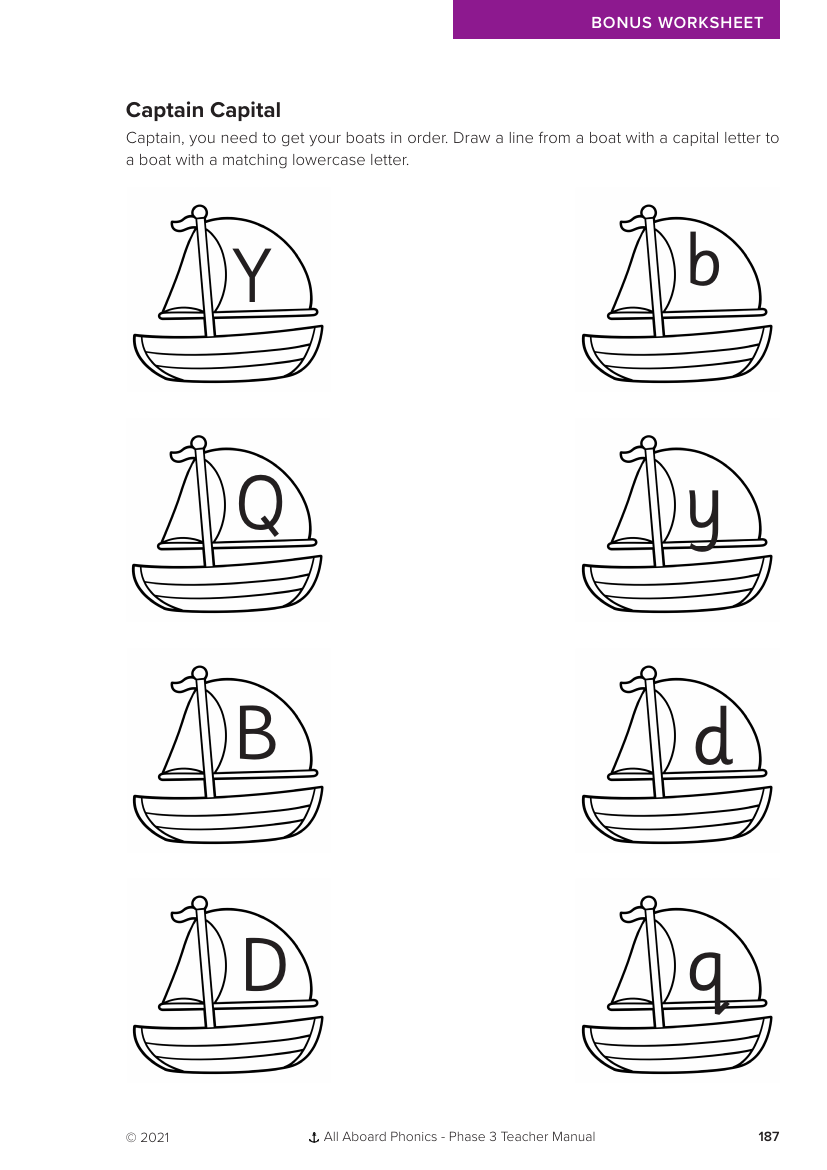 Week 10, lesson 2 Captain Capital matching activity -  Phonics Phase 3 - Worksheet