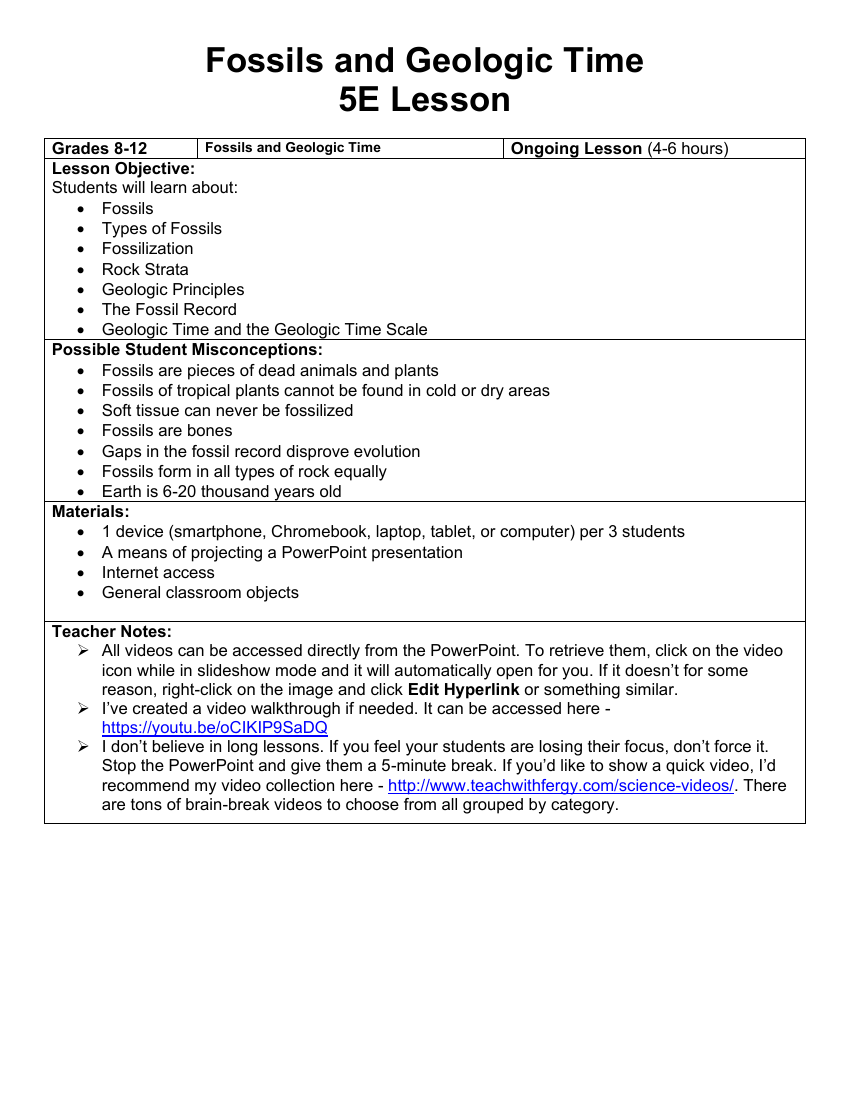 Fossils and Geologic Time - Teaching Timeline