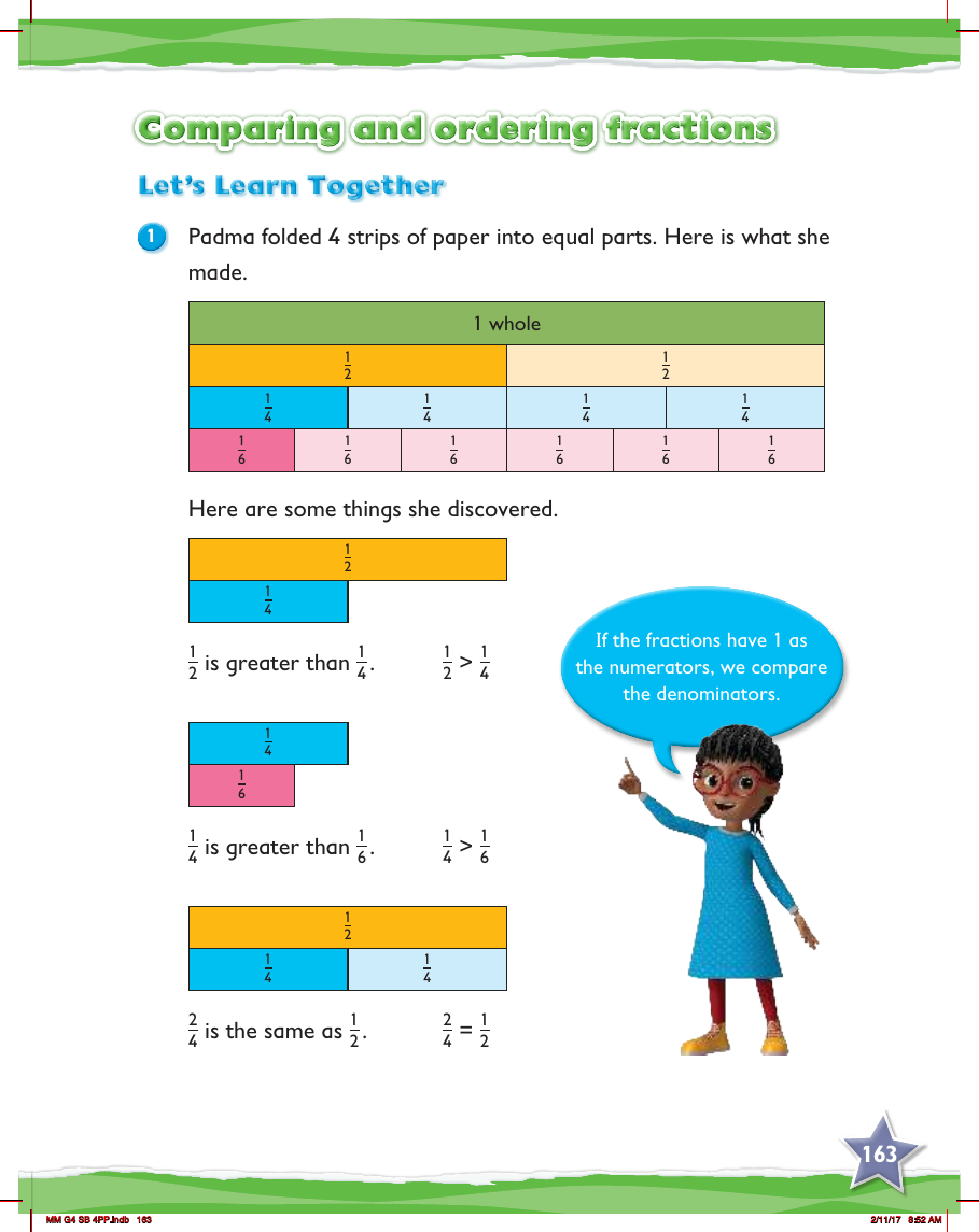 Max Maths, Year 4, Learn together, Comparing and ordering fractions (1)