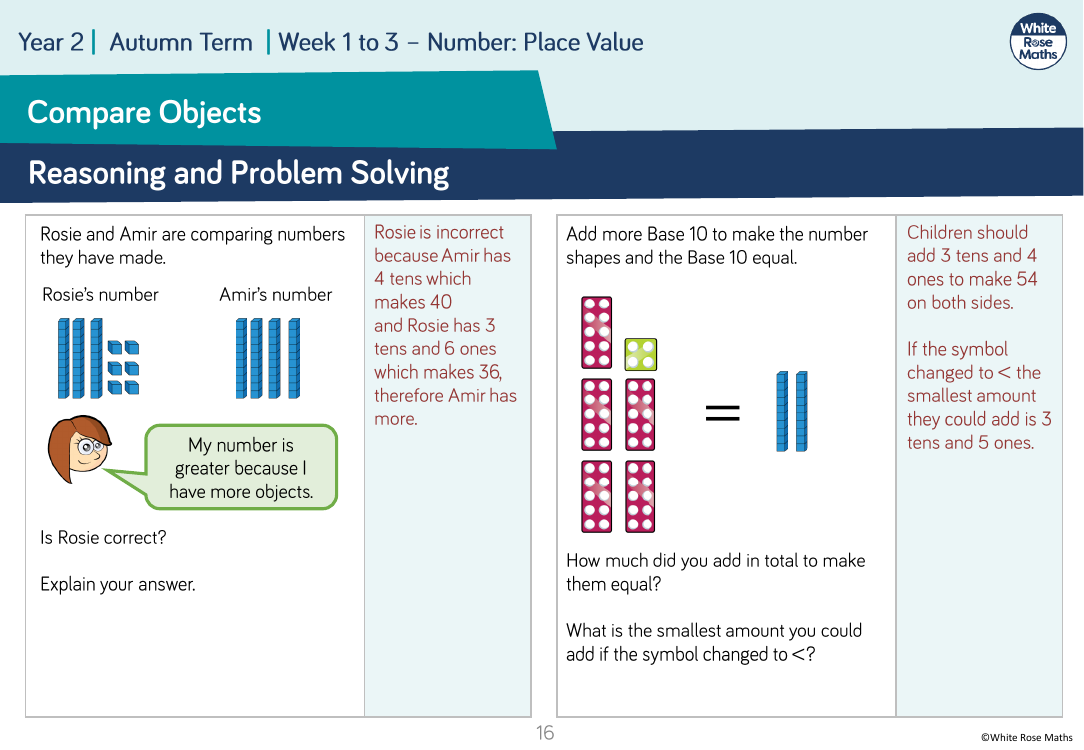 Compare objects: Reasoning and Problem Solving