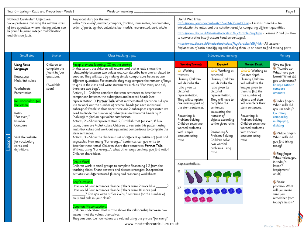 Ratio - Using Ratio Language - Planning