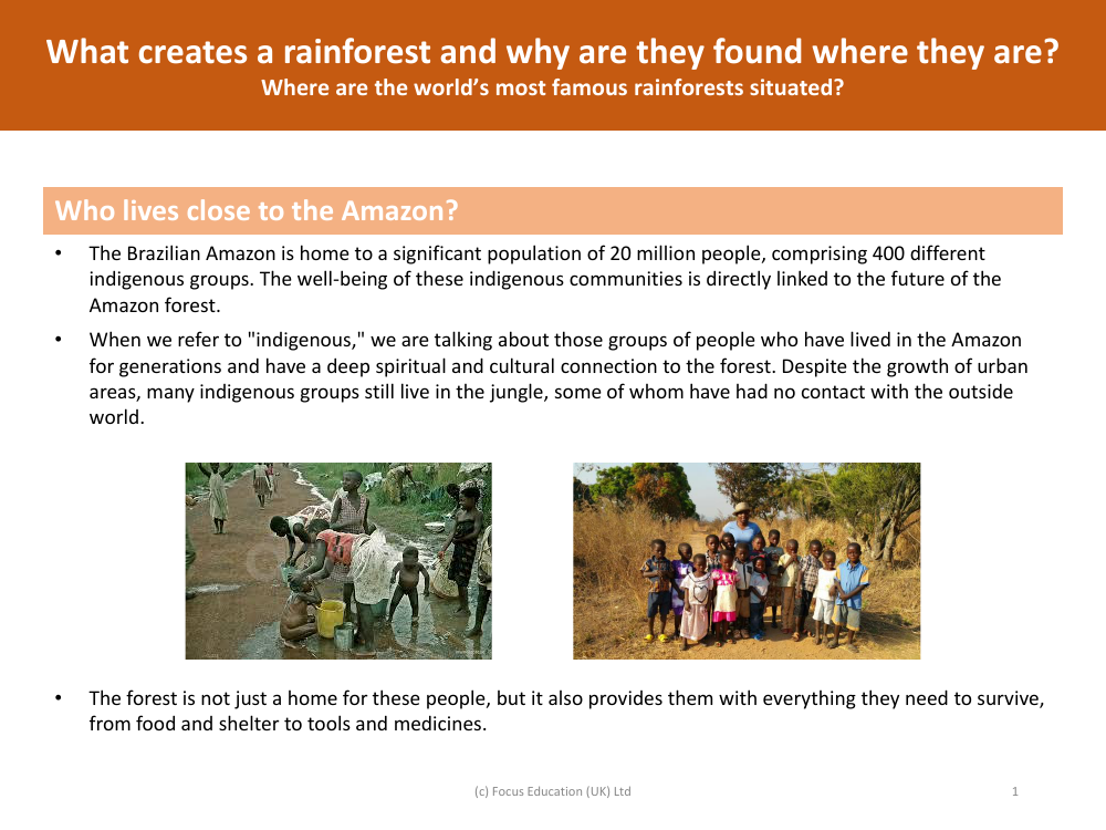 Who lives close to the Amazon - Info sheet