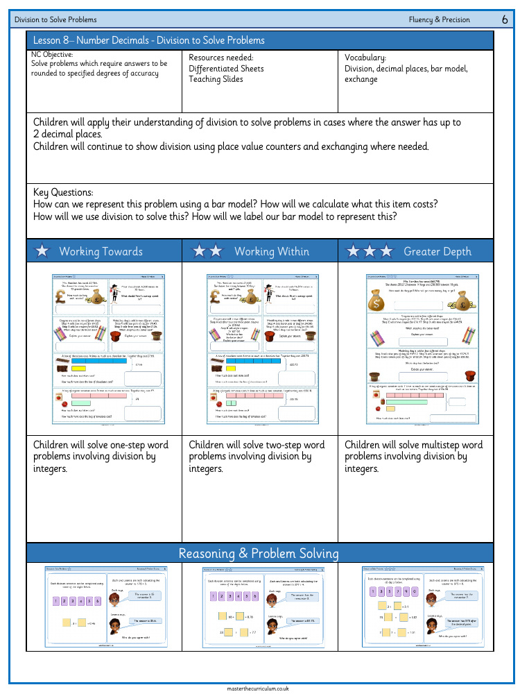 Decimal - Division to solve problems - Worksheet