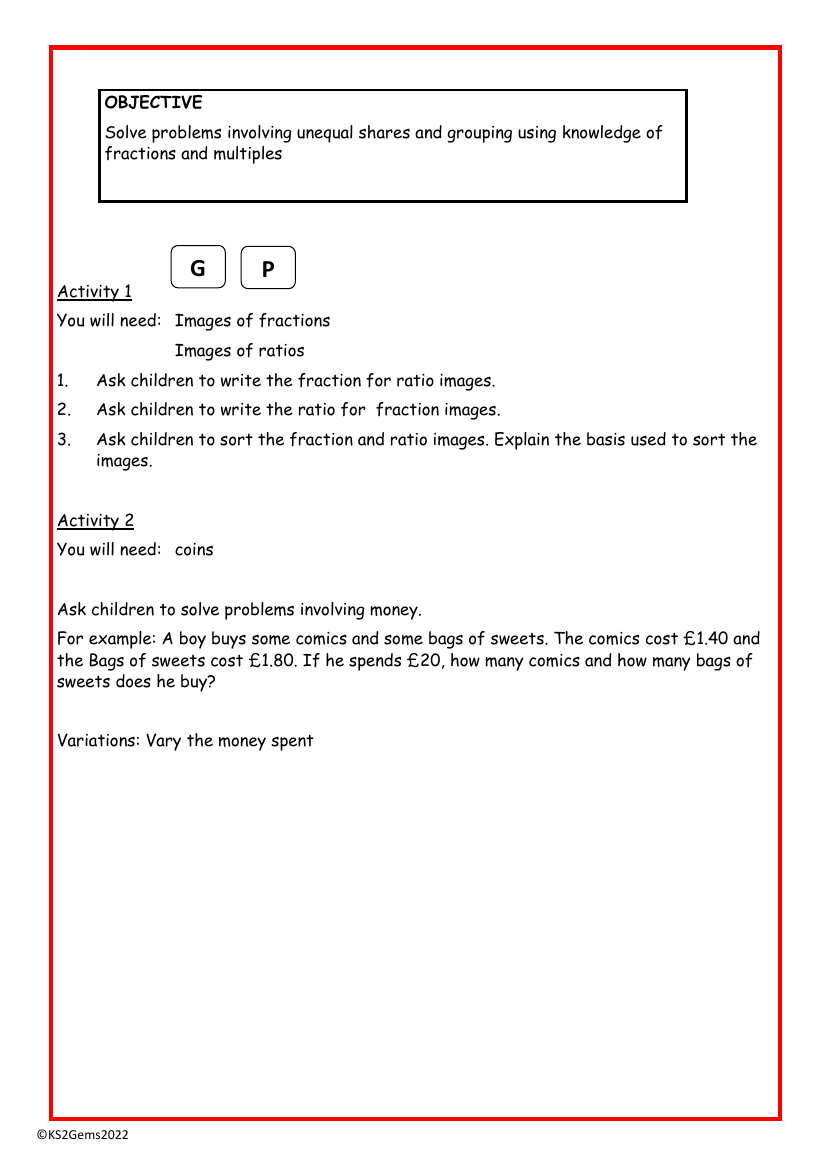 Ratio with unequal sharing worksheet