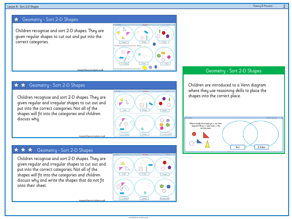 Properties of shape - Sort 2D shapes  - Worksheet