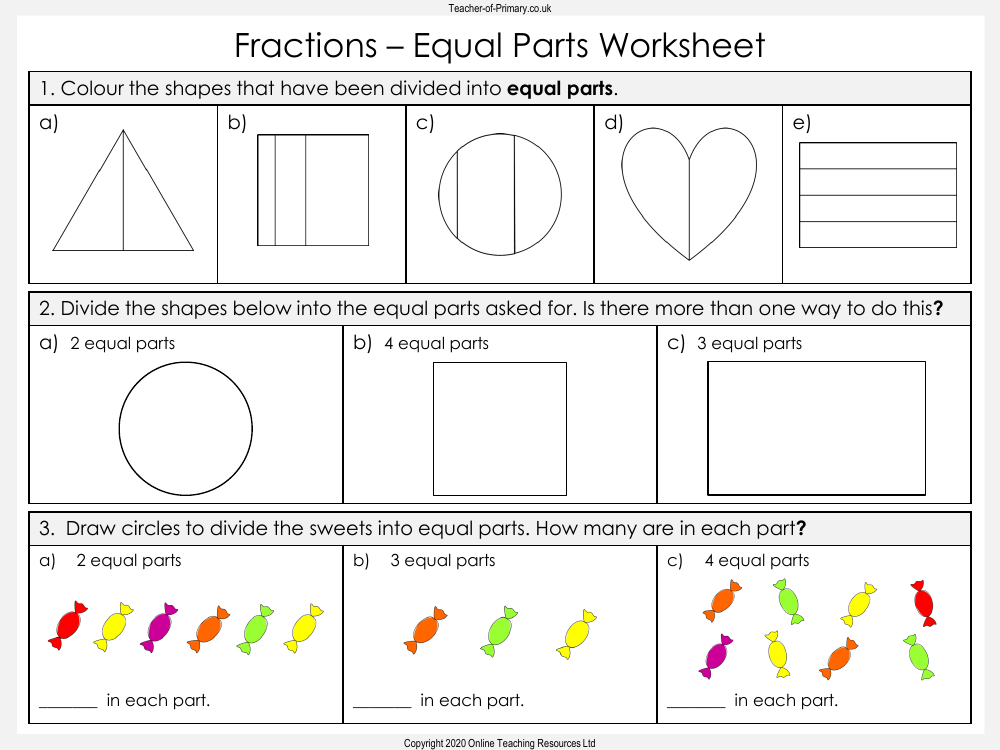 Fractions - Worksheet