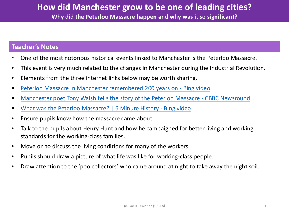 Why did the Peterloo Massacre happen and why was it so significant? - Teacher notes