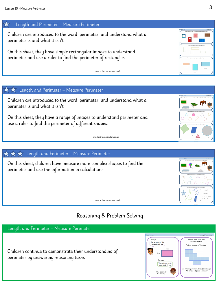 Length and Perimeter - Measure perimeter - Worksheet