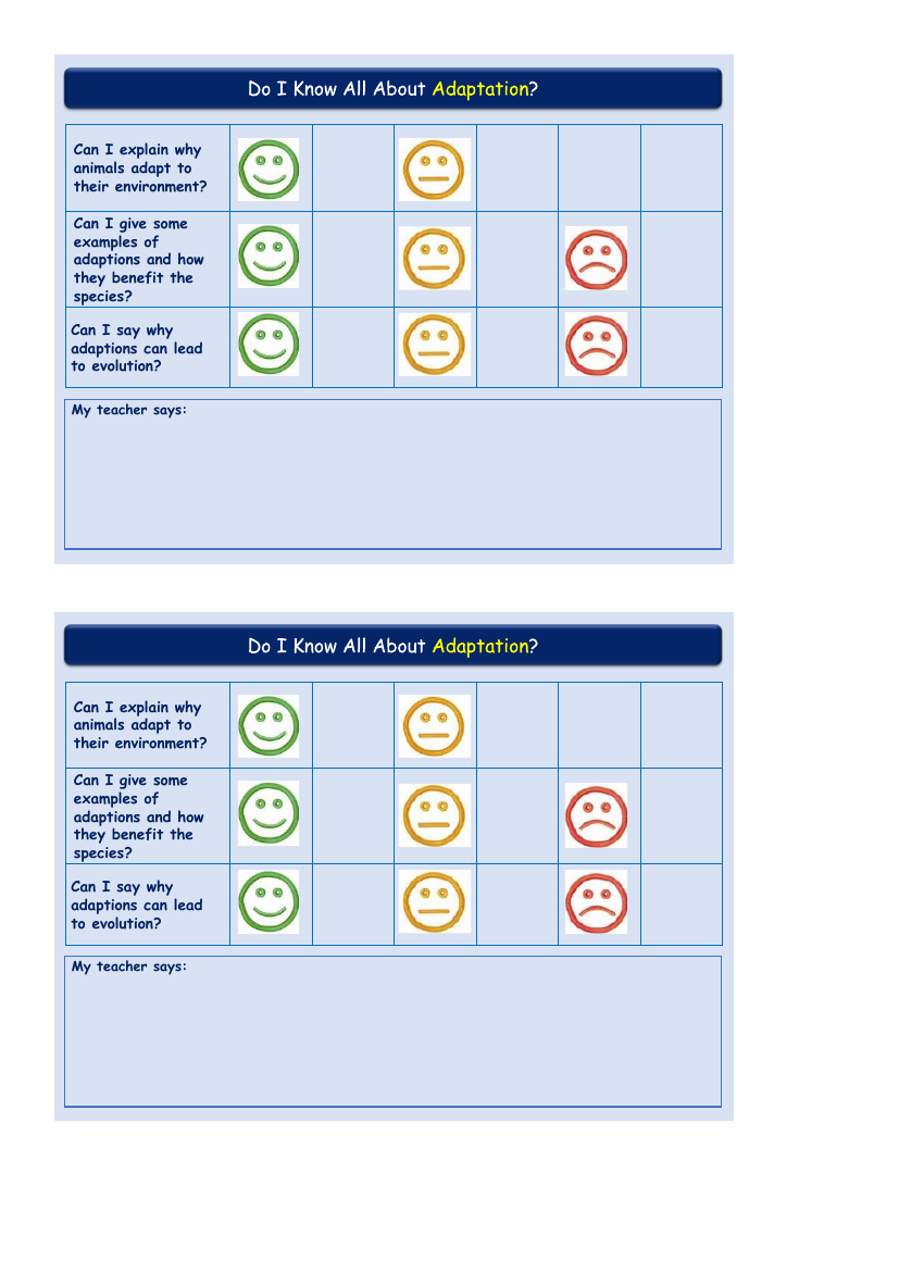 Adaption - Self Assessment