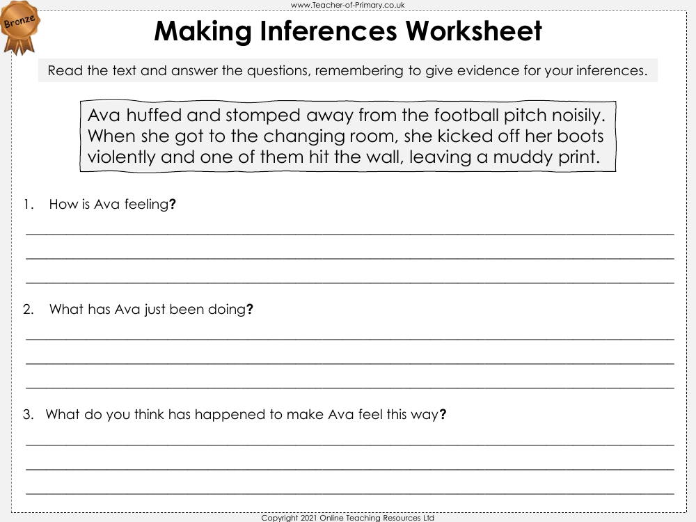 Making Inferences Worksheet English Year 3