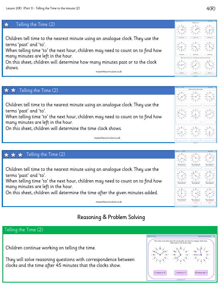 Time - Telling the Time to the Minute (1) - Worksheet