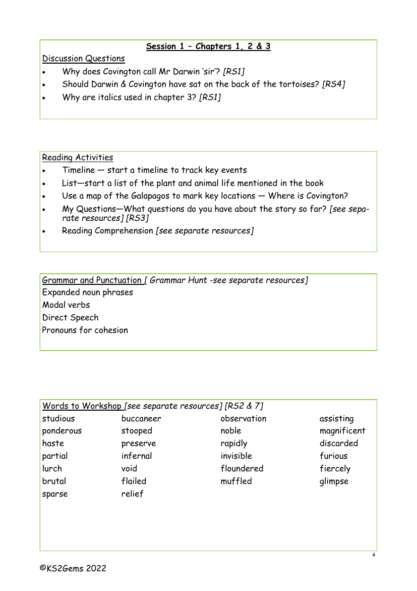 Darwin's Dragons - Session 1 - Chapters 1 - 3 - Worksheet