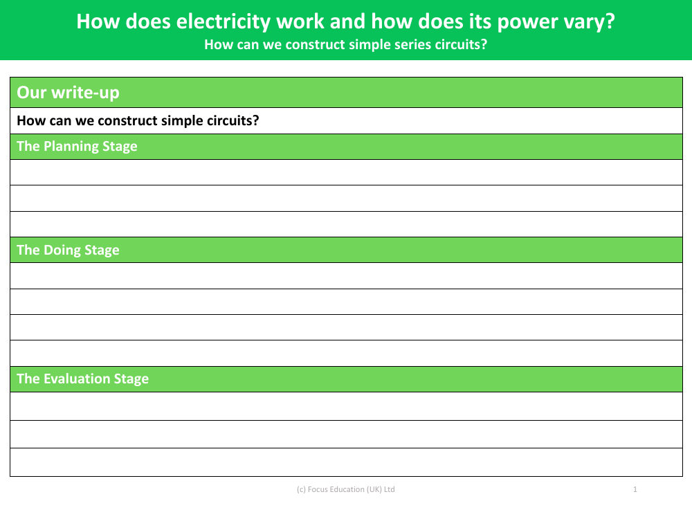 How can we construct simple circuit? - Worksheet - Year 6