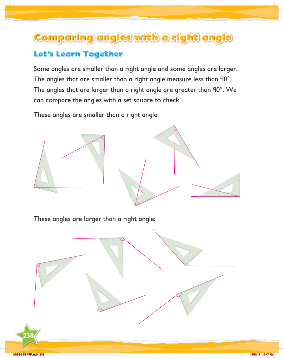 Max Maths, Year 3, Learn together, Comparing angles with a right angle