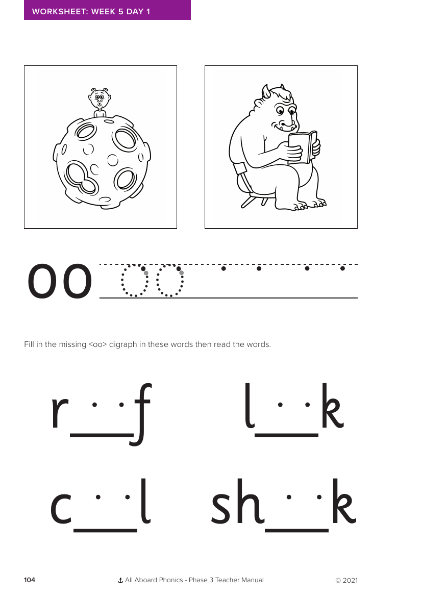 Week 5, lesson 1 Letter formation - "oo" - Phonics Phase 3  - Worksheet