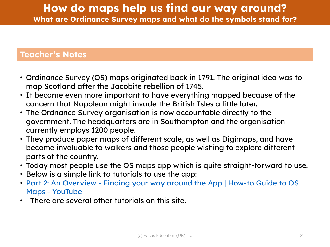 What are Ordinance Survey maps and what do the symbols stand for? - Teacher notes