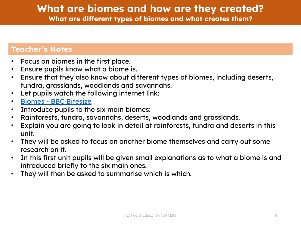 What are different types of biomes and what creates them? - Teacher notes