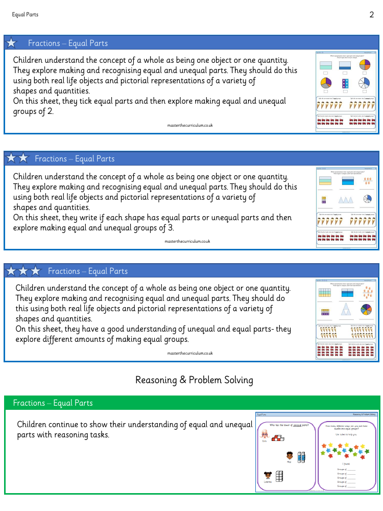 Fractions - Make equal parts - Worksheet