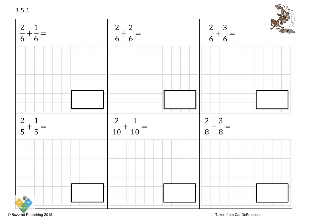 Add fractions same denominator within the whole