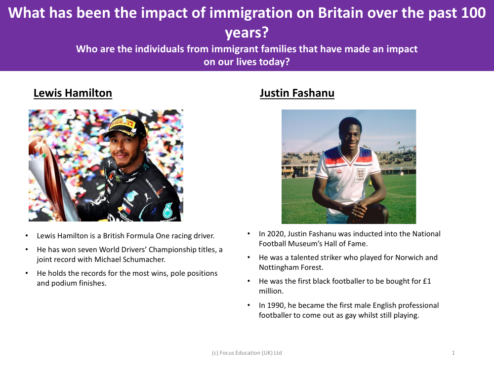 Lewis Hamilton and Justin Fashanu - Info sheet