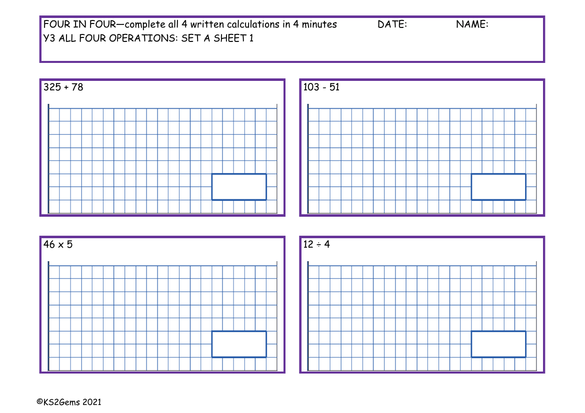 Four in Four - All Four Operations  Set A