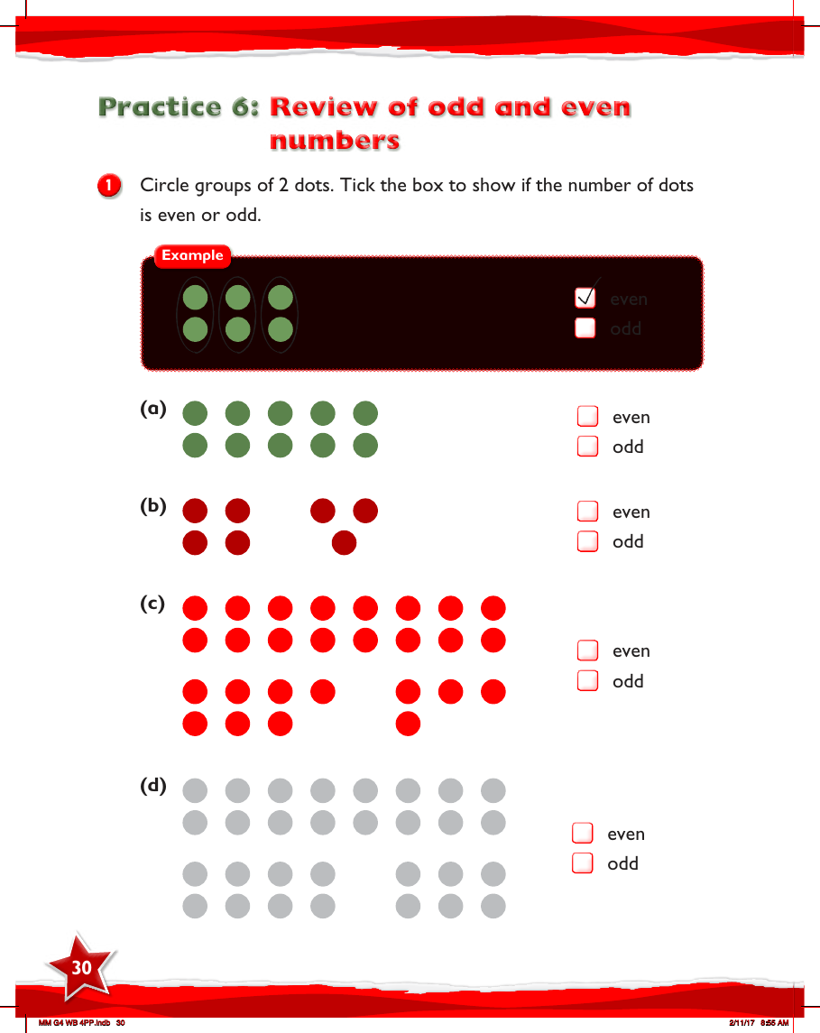 Max Maths, Year 4, Work Book, Review of odd and even numbers