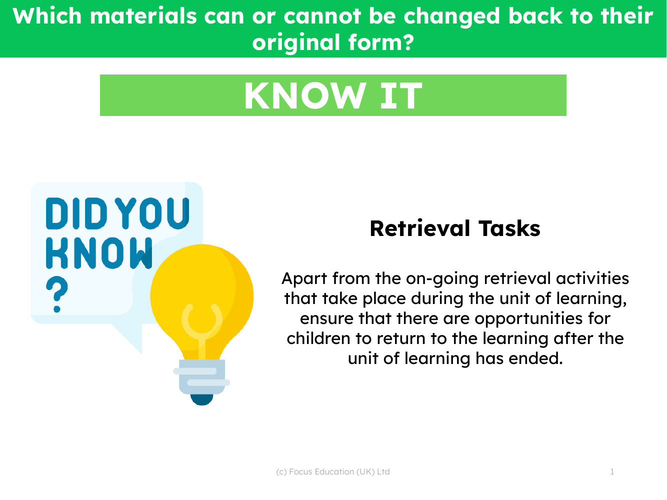 Know it! - Reversible and Irreversible - 4th Grade