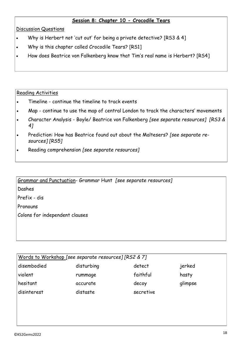 The Falcon's Malteser - Session 8 - Chapter 10 - Worksheet