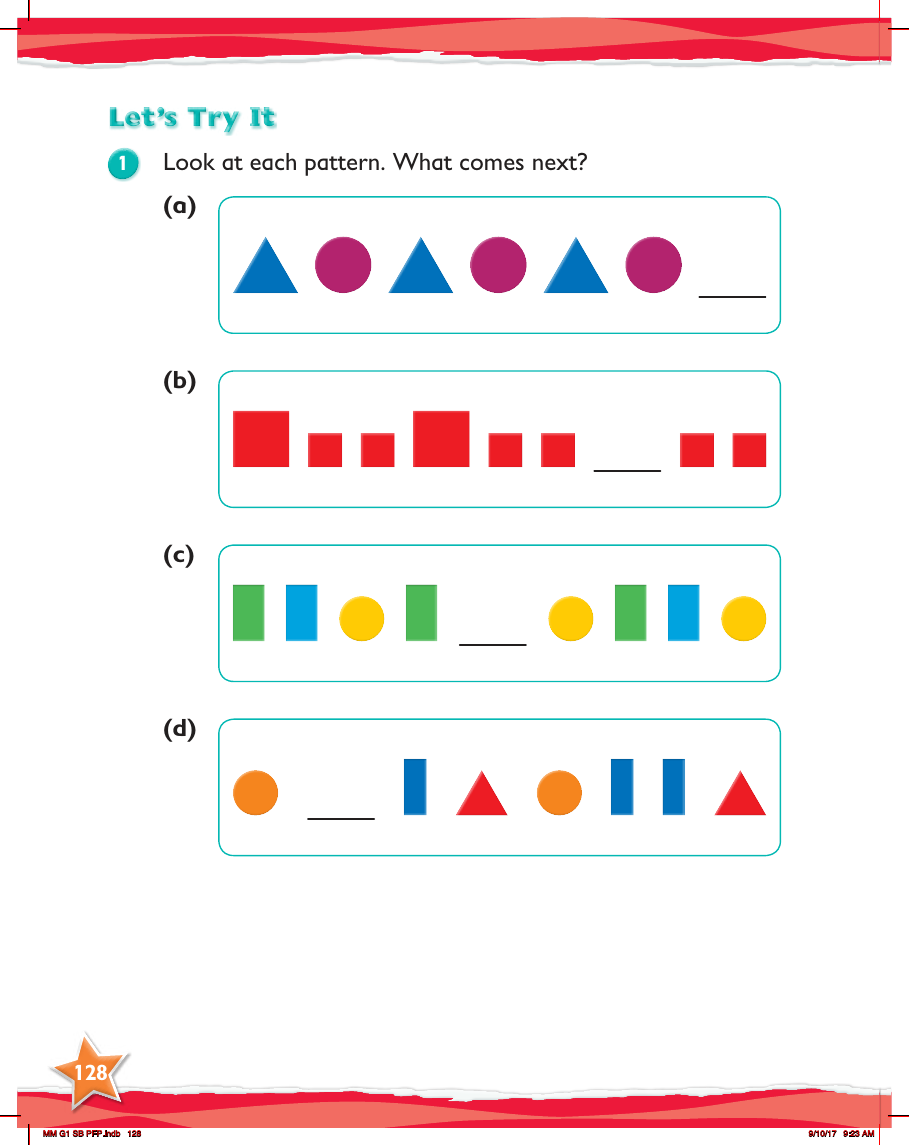 Max Maths, Year 1, Try it, Patterns with shapes