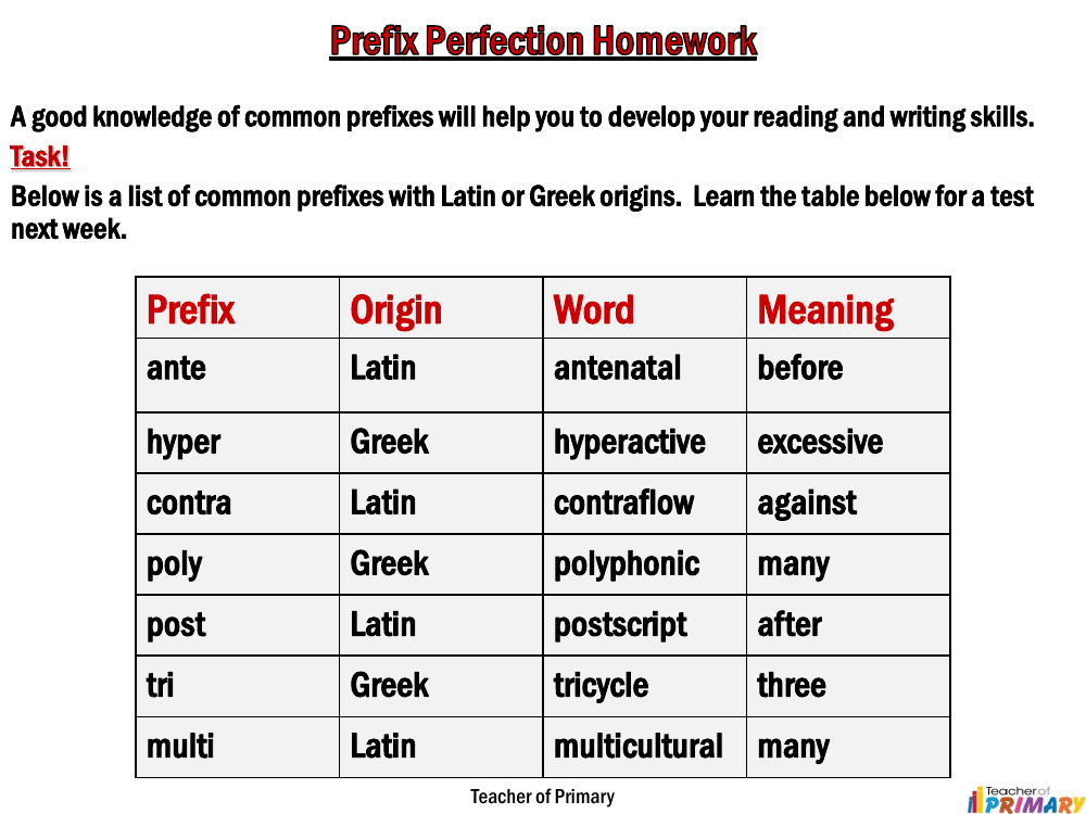 Autobiography - Lesson 1 - Prefix Perfection Homework