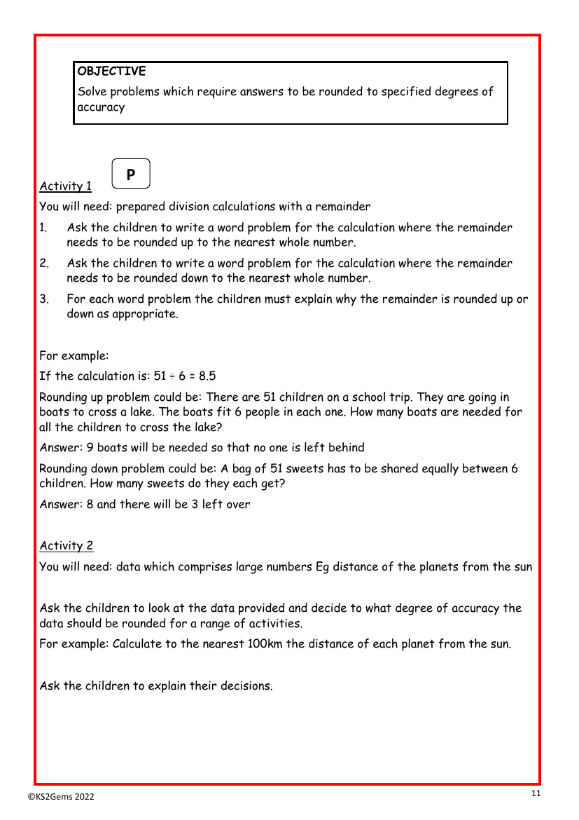 Solving problems with rounding worksheet