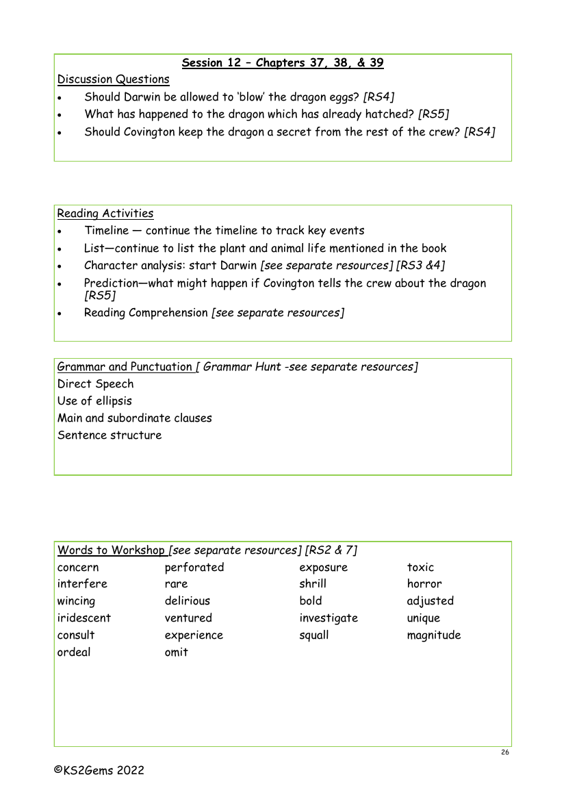 Darwin's Dragons - Session 12 - Chapters 37 - 39 - Worksheet