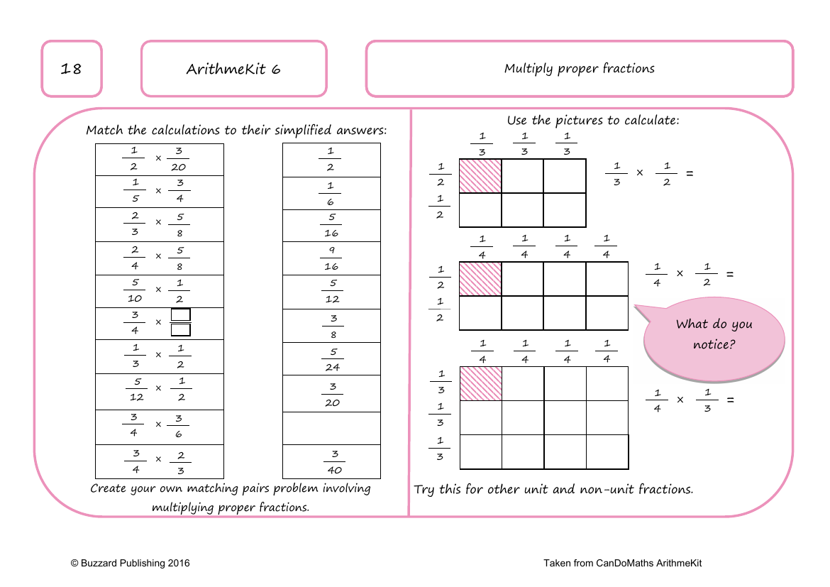 Multiply proper fractions | Math 5th Grade