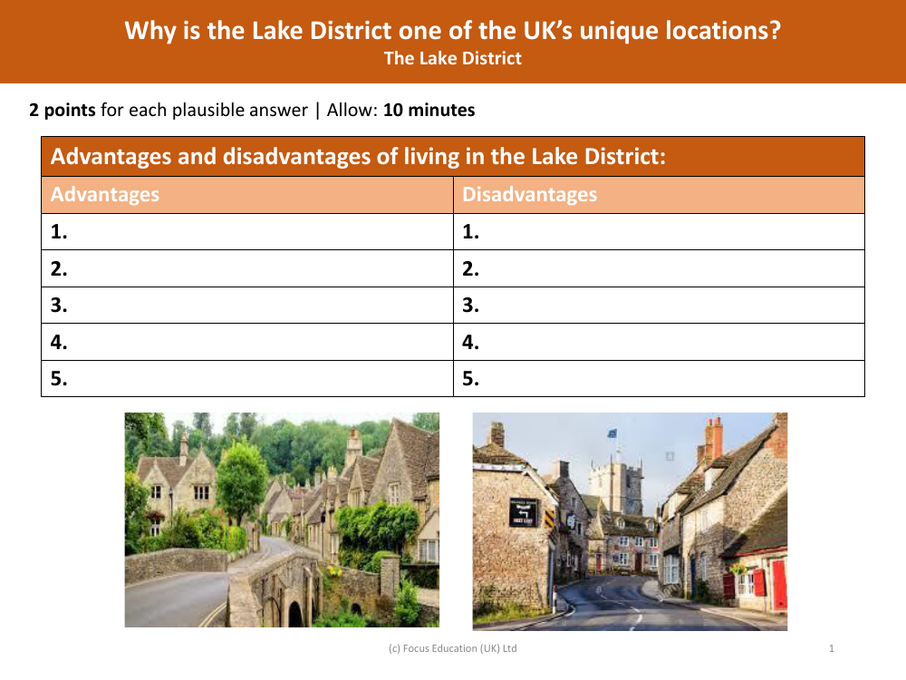 Advantages and disadvantages of Living in Lake District - Lake District - Year 3