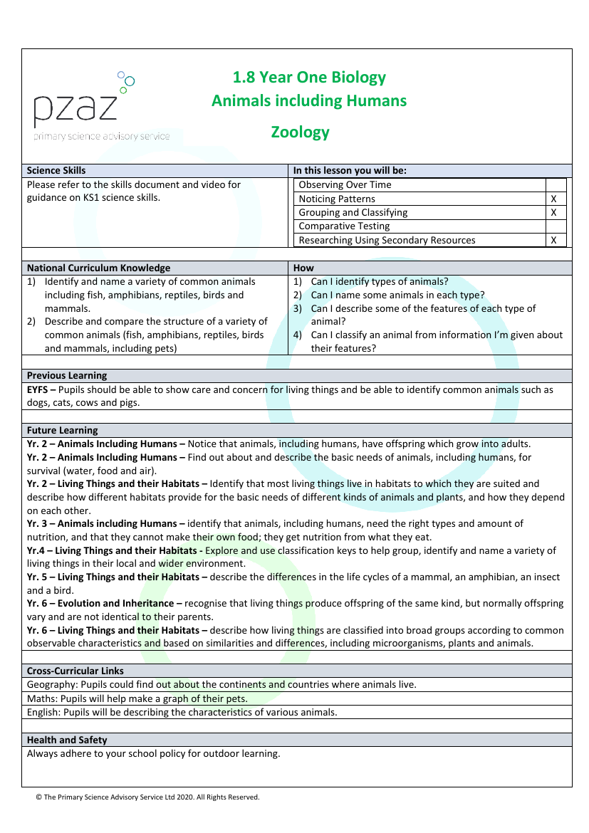 Zoology - Lesson Plan