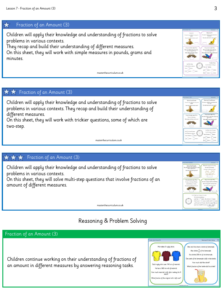 Fractions - Fraction of an amount 3 - Worksheet