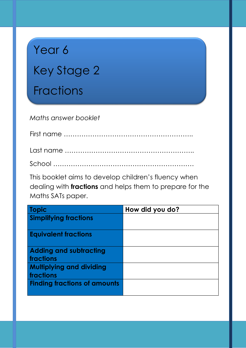 Year 6 Fractions - Worksheet | Maths Year 6