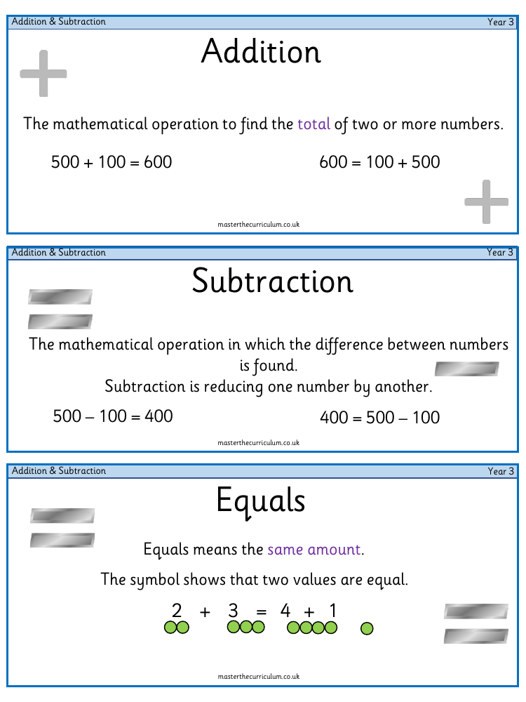 Addition and subtraction - Vocabulary