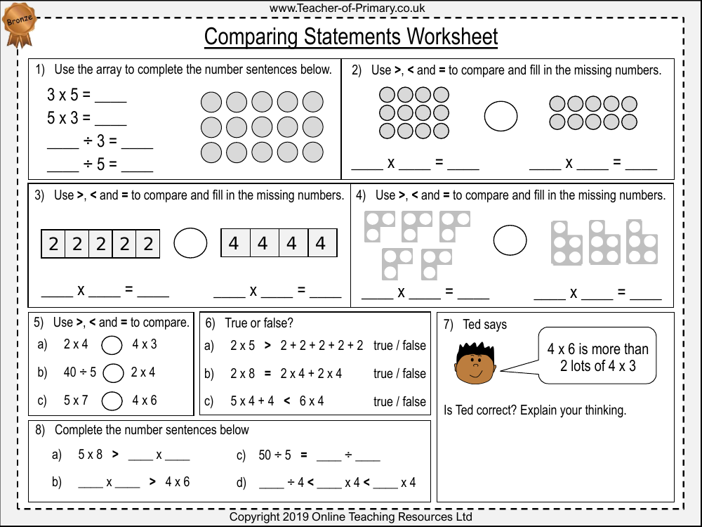 Comparing Statements - Worksheet