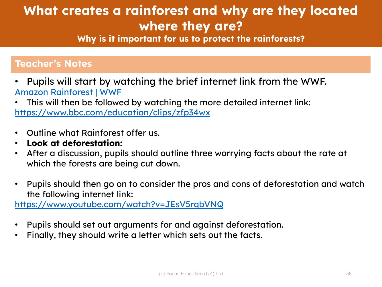 Why is it important for us to protect the rainforests? - Teacher notes