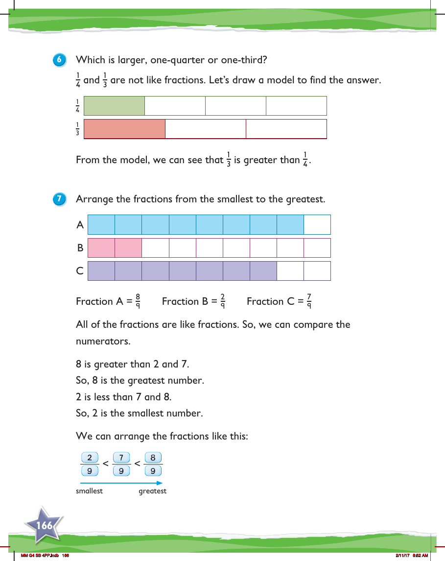 Max Maths, Year 4, Learn together, Comparing and ordering fractions (4)