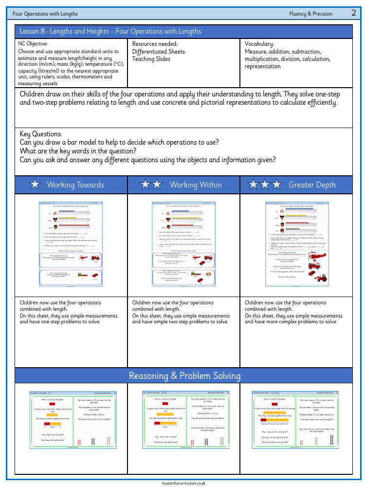 Length and height - Four operations with length - Worksheet