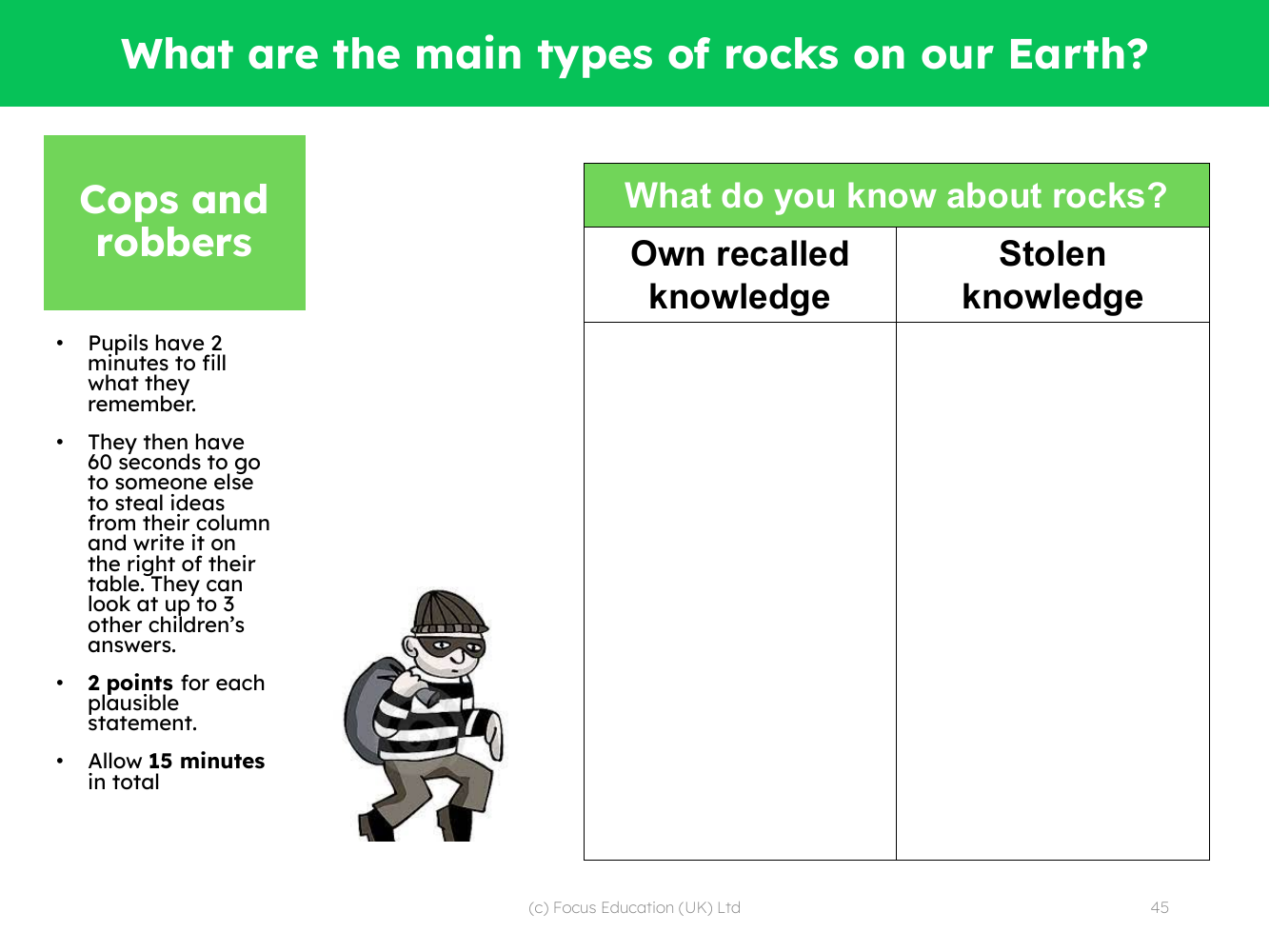 Cops and robbers - What do you know about rocks?
