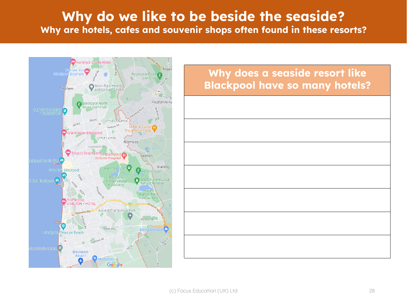 Why do seaside resorts have so many hotels? - Worksheet