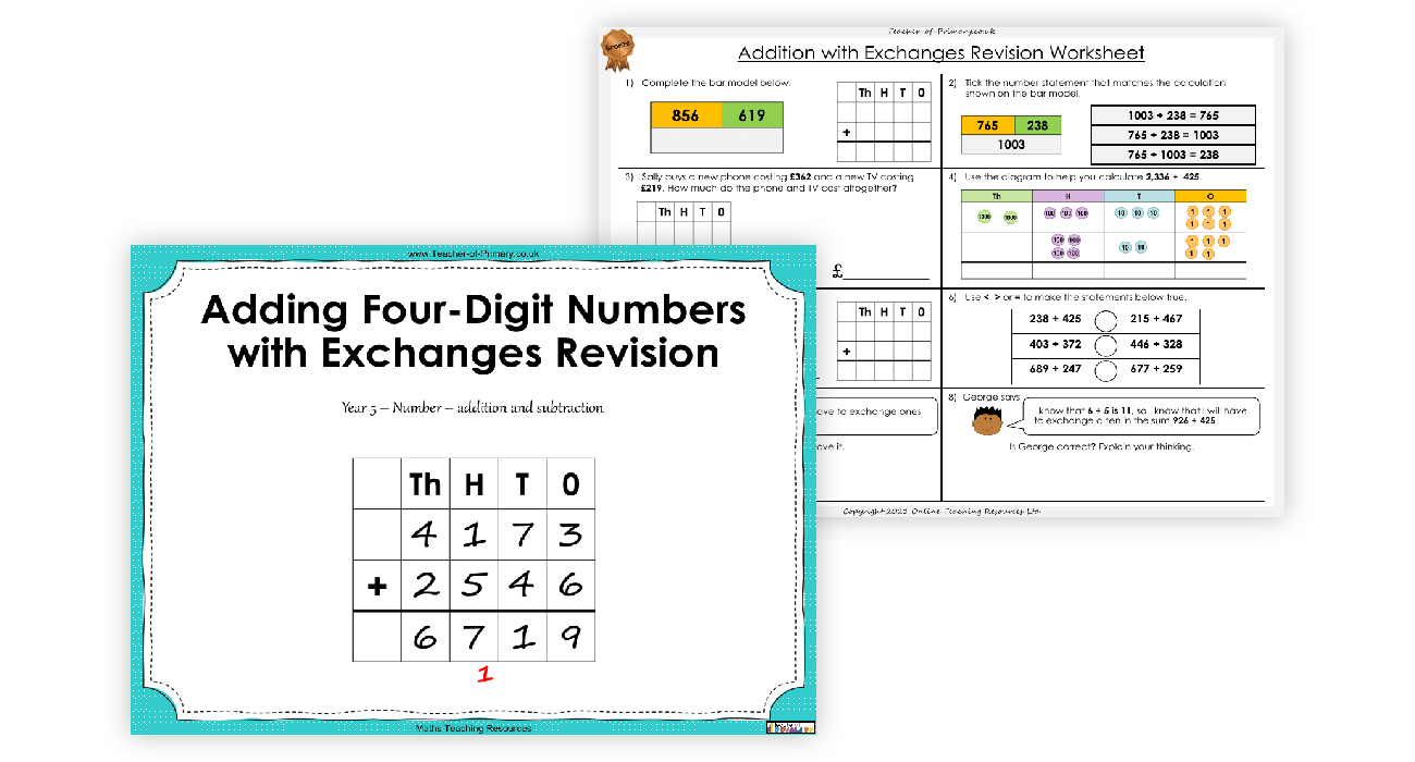 adding-four-digit-numbers-with-exchanges-revision-worksheet-maths