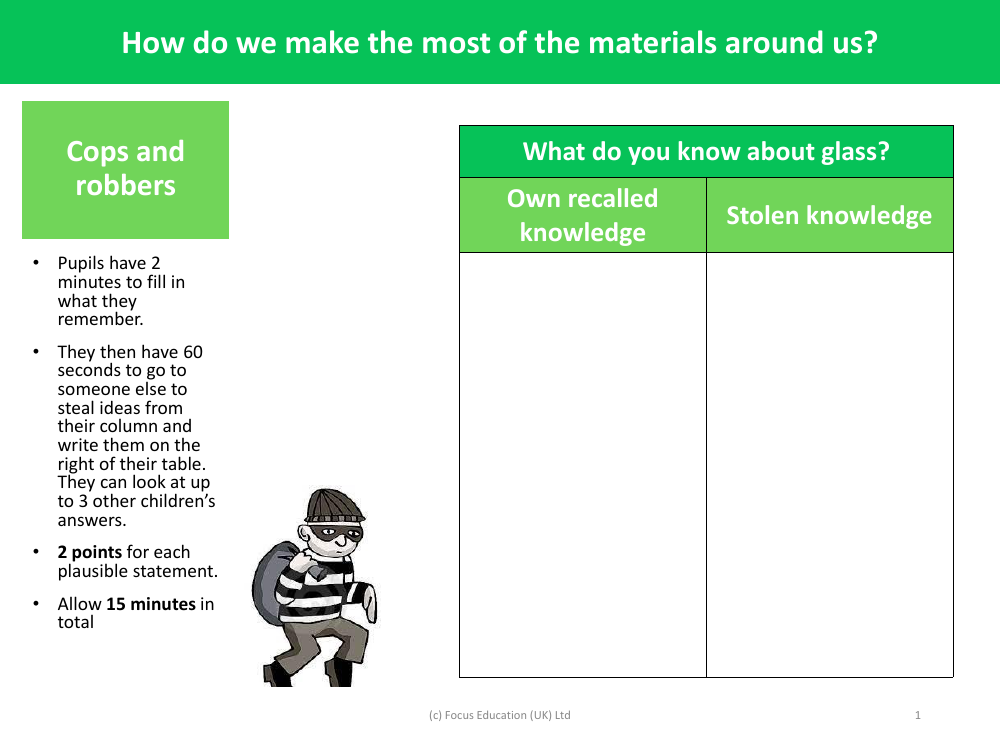 Cops and robbers - What do you know about glass?
